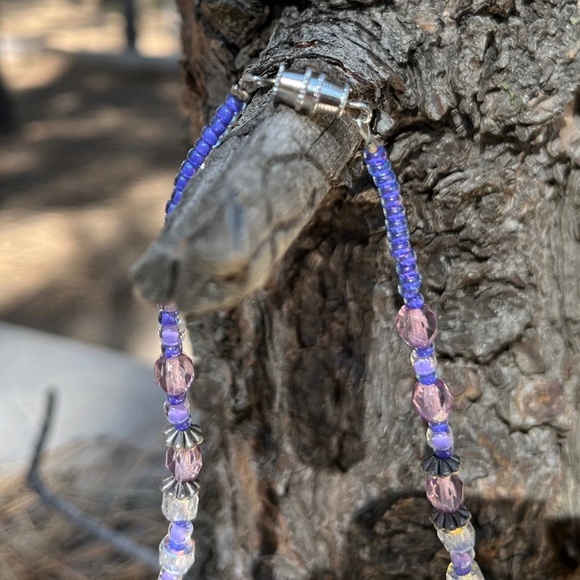 Vintage Purple Mix Media Handmade Necklace - Picture 3 of 3